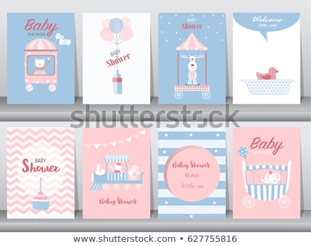 Stockfoto: Baby Shower Card With Toy Train