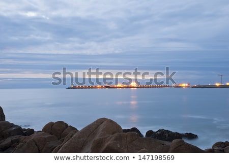 Stok fotoğraf: Long Exposure Of Beach With City Matosinhos Portugal