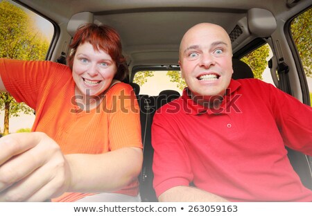 ストックフォト: Smart Couple Riding The Retro Car