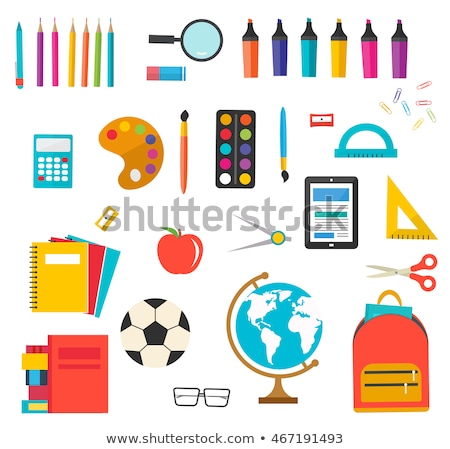 Foto stock: Flat Icons For School Supplies