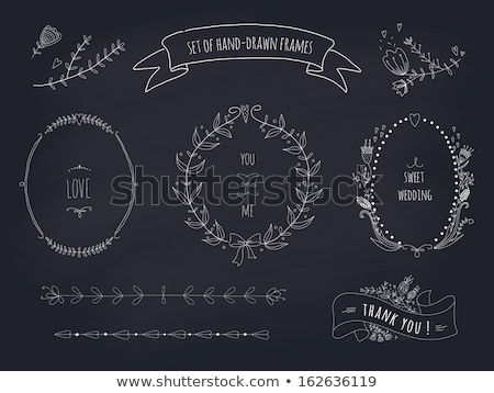 Stok fotoğraf: Hand Drawn Floral Border On Blackboard