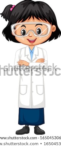 Stock fotó: Girl Wearing Lab Gown On White Background