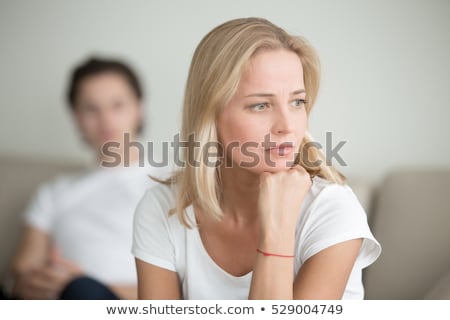 Foto stock: Sad Couple Infidelity Problems Woman Dispute