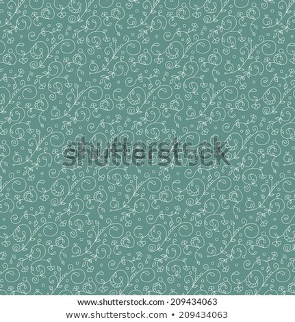 Сток-фото: Vector Mint Seamless Floral Pattern Ready For Use Hand Drawn Hipster Doodles Of Flowers On Green G