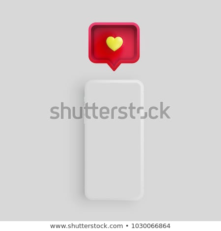 Stock fotó: Realistic Matte Phone With 3d Heart And Speech Bubble Vector Il