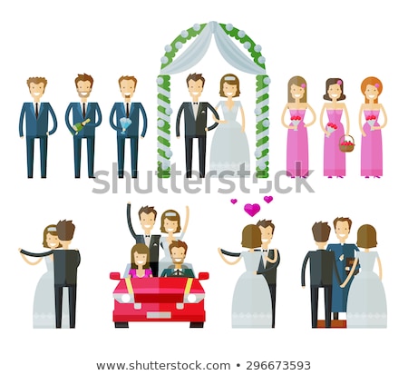 Stock photo: Bride Wedding Bunch Of Flowers Couple Vector Icon