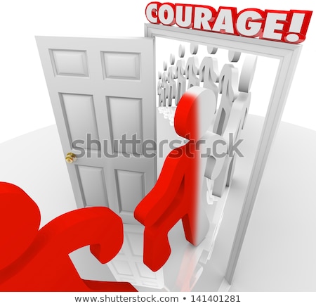 Brave People Marching Through Courage Door Fearlessness Сток-фото © iQoncept