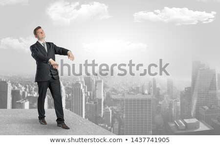 Stock photo: Sleepy Businessman On The Top Of The City