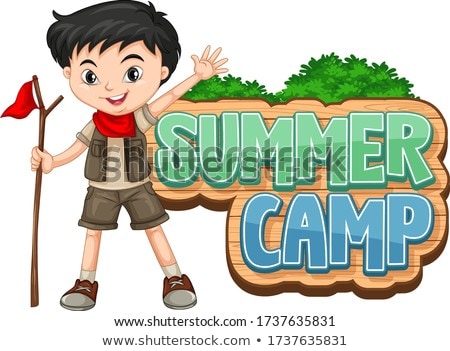 Foto stock: Font Design For Summer Camp With Cute Kid At Park