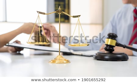 Foto stock: Professional Secretary Lawyer Working At His Office Signing Cont