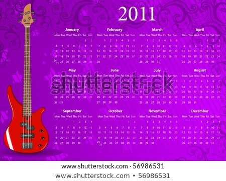 [[stock_photo]]: Alendrier · européen · de · vecteur · 2011 · avec · guitare · basse