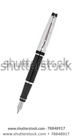 Stok fotoğraf: Office Paper Document Page Fountain Pen Isolated