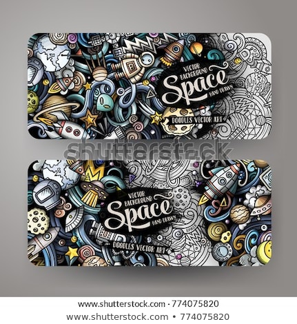 Foto stock: Space Hand Drawn Doodle Banner Cartoon Detailed Illustrations