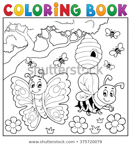 Stockfoto: Coloring Book Spring Flowers And Butterflies