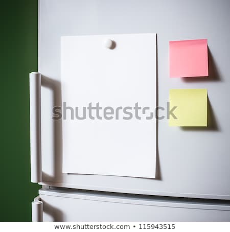 Stock photo: Yellow Notes On Fridge Background