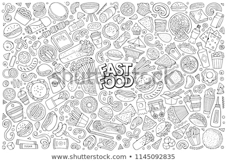 Fast Food Doodle Set Stock fotó © balabolka