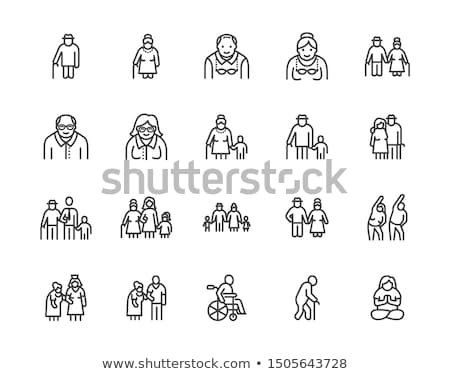 Stok fotoğraf: Old Woman Stick Icon Vector Outline Illustration