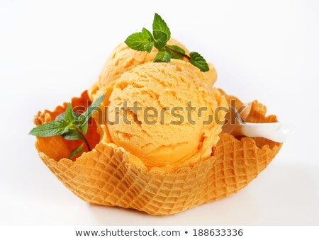 Stock fotó: Orange Sherbet In A Waffle Basket