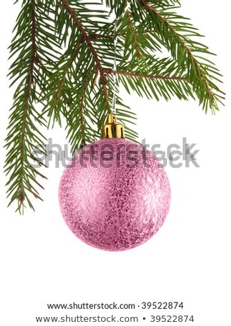 Zdjęcia stock: Pink Christmas Decorations On White Fur