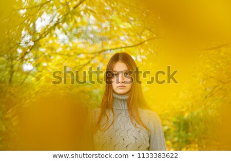 Stock photo: Beautiful Reddish Haired Girl In Autumn Leaves