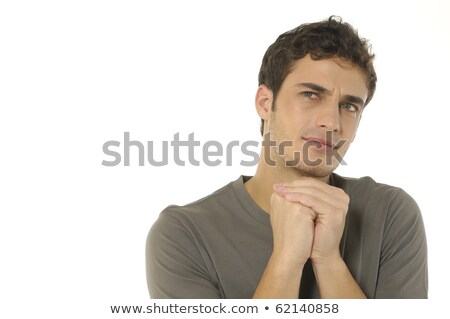 [[stock_photo]]: Image Of Confused Handsome Man Looking Upward And Thinking