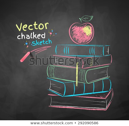 Stock fotó: Pile Of Colorful Books With An Apple On It