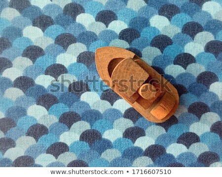 Stockfoto: Single Blue Boat From Above