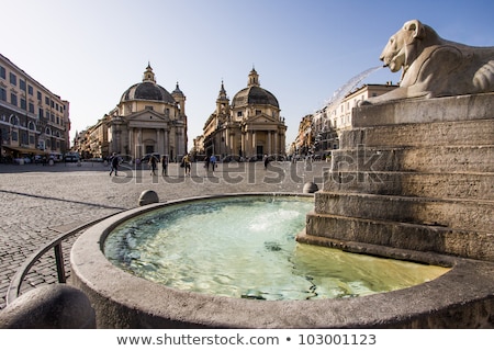 Сток-фото: Lion Fountain In Piazza Del Popolo In Rome Italy