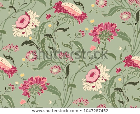 Stock fotó: Red Damask Pattern With Vintage Floral Ornament