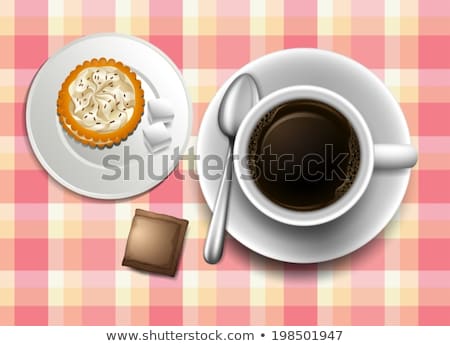 ストックフォト: A Topview Of A Table With A Coffee Cookie And A Creamer