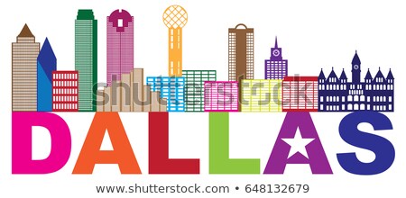 Stock photo: Dallas Skyline Lone Star Text Color Illustration