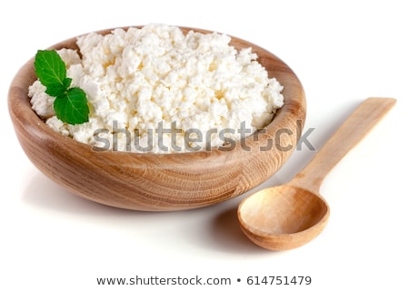 [[stock_photo]]: Cottage Cheese On White Wooden Rustic Background Dairy Product