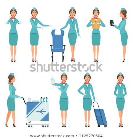 Stock photo: Fly Attendant Stewardess Set Vector Illustration