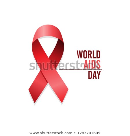 Stok fotoğraf: Aids Awareness Red Ribbon And Globe English World Aids Day