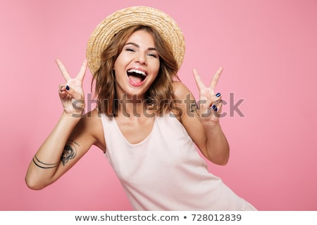 Stock foto: Smiling Young Girl In Summer Hat