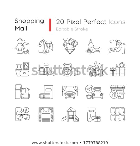 Zdjęcia stock: Shopping Mall Departments Pixel Perfect Linear Icons Set