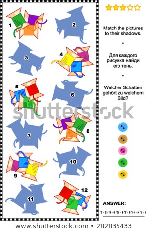 Visual Puzzle Match The Pictures With Their Shadows Imagine de stoc © ratselmeister