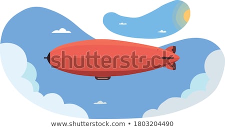 Foto d'archivio: Flat Vector Icon Of Blue Zeppelin