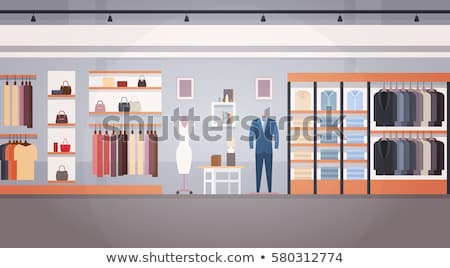 Сток-фото: Clothes Shop Interior Dress And Accessory Boutique With Racks And Cashboxes