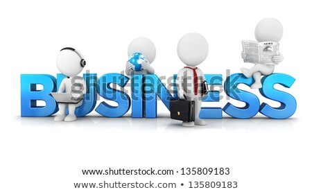 3d White Person Working On A Laptop With Headphones On Blue Eart [[stock_photo]] © 3dmask