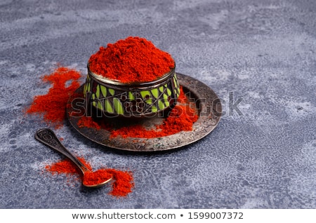 Stok fotoğraf: Dried Red Chili Peppers In Bowl On Slate Background