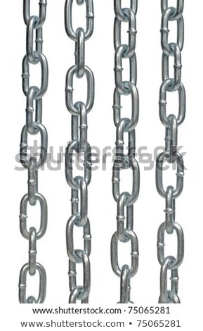Four Metallic Chains Locked With A Padlock [[stock_photo]] © homydesign
