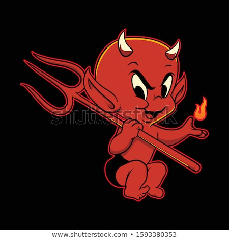 Stock fotó: Happy Cartoon Devil Icons