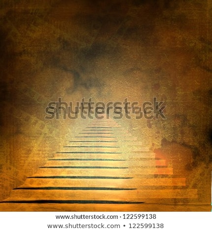 Stockfoto: Stone Stairs In The Old Paper Background With Slides