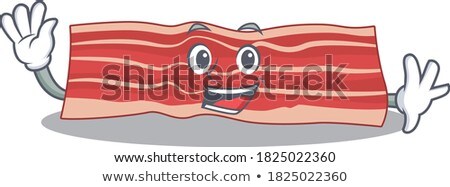 Foto stock: Cartoon Bacon Strip Waving
