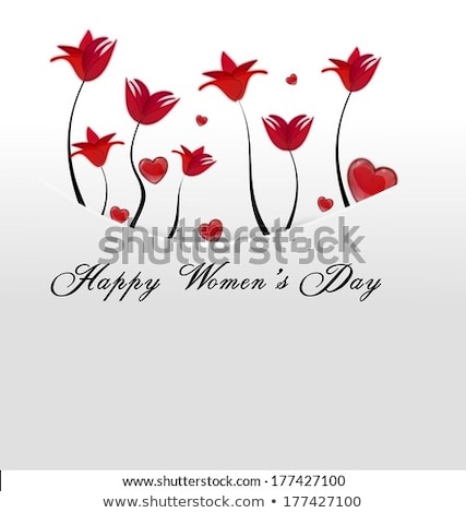 Stok fotoğraf: White Card Pocket With Red Flowers And Hearts Tucked Away On Mothers Day