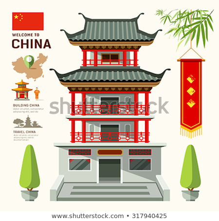 China Building And Map With Flag Asia Vector Foto stock © Sarunyu_foto