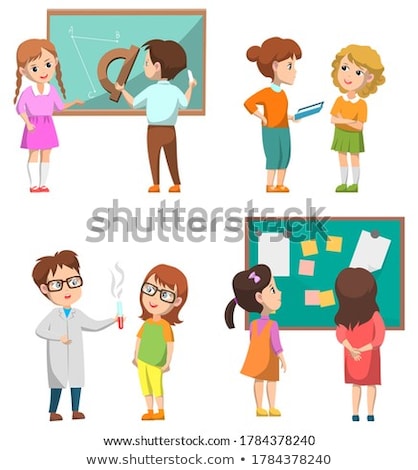 Vector Smiling Schoolgirl Near Blackboard Foto stock © robuart