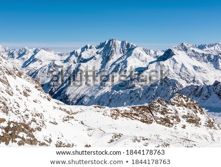 Foto stock: Beautiful Nature Of European Alps Landscape View Of Alpine Mountains Lake And Village In Spring Se