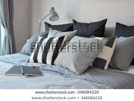 Stock photo: Bed Pillow And Bedside Lamp